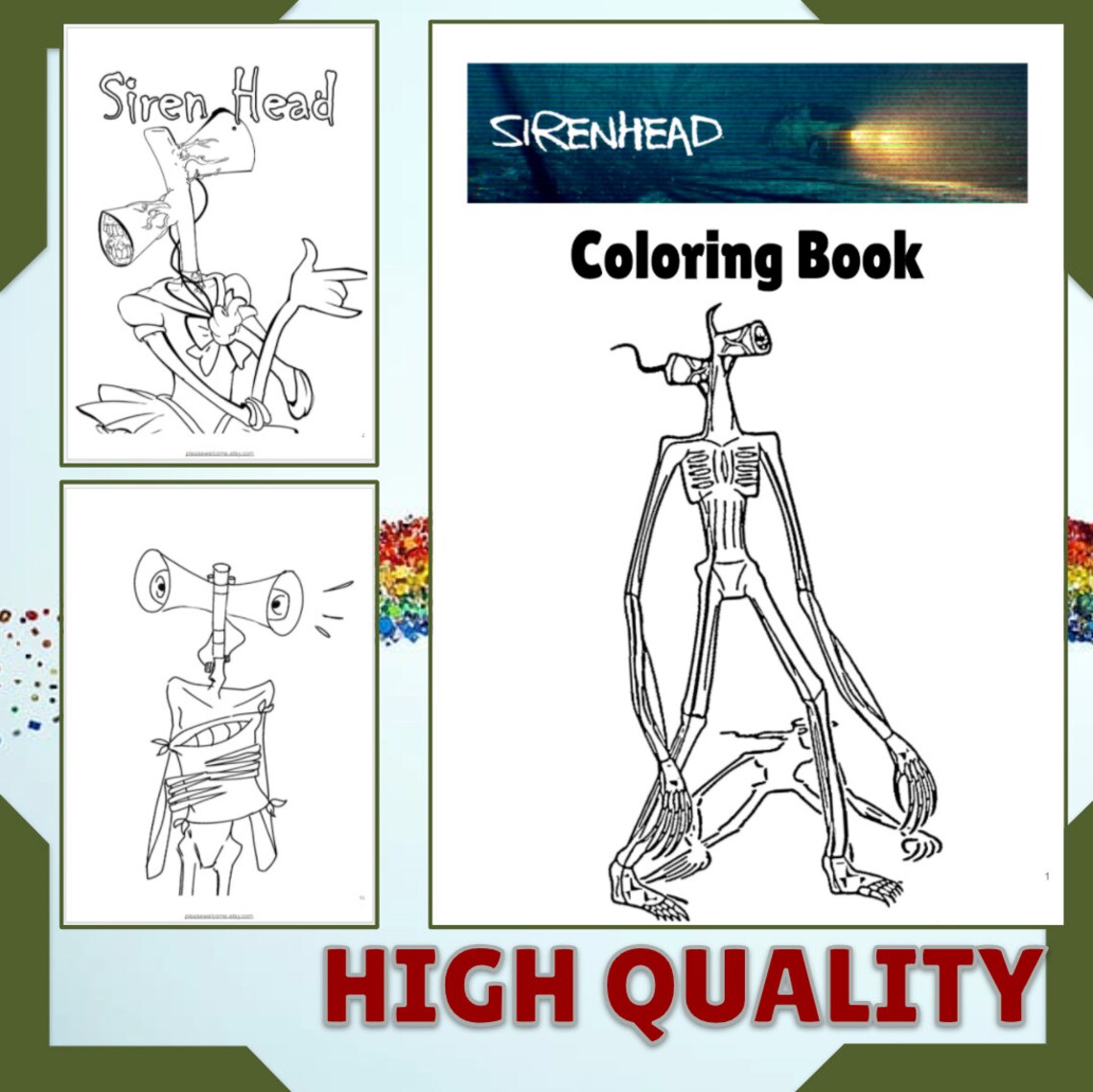 Siren head coloring pages list
