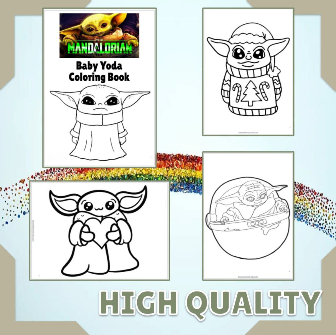 Download Baby Yoda Coloring Pages Printable Yoda Coloring Book 15 Page | Etsy