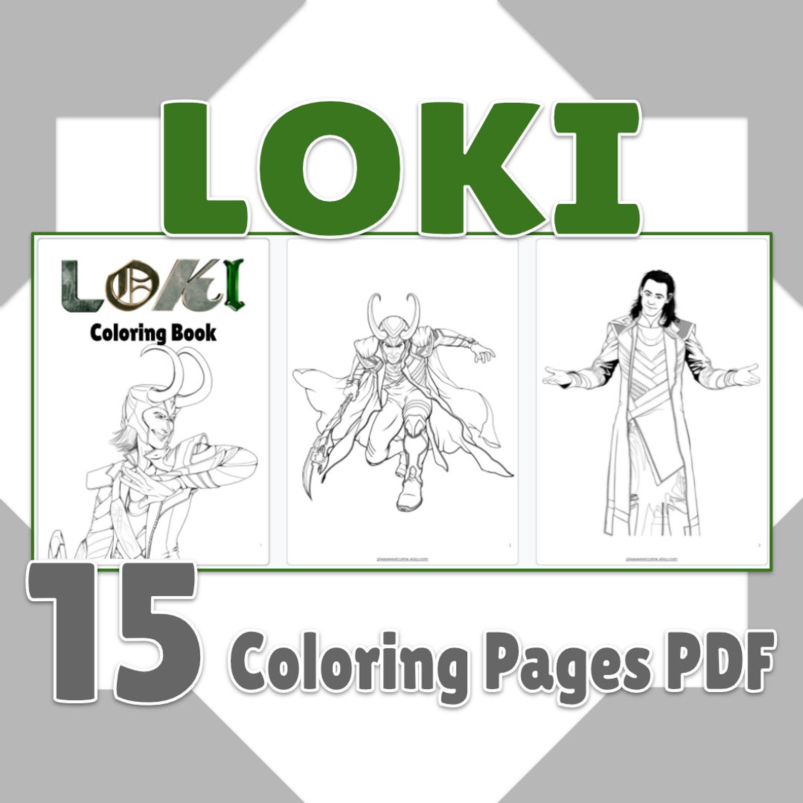 Loki Coloring Pages Printable Loki Coloring Book 15 Page PDF | Etsy
