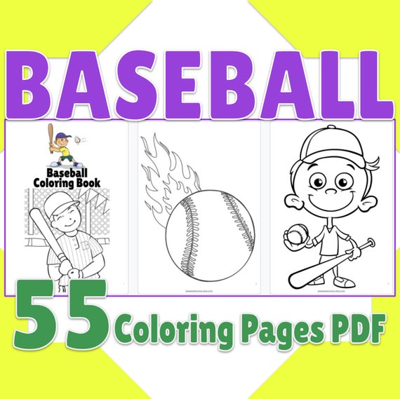 printable baseball coloring pages baseball coloring book 55 etsy