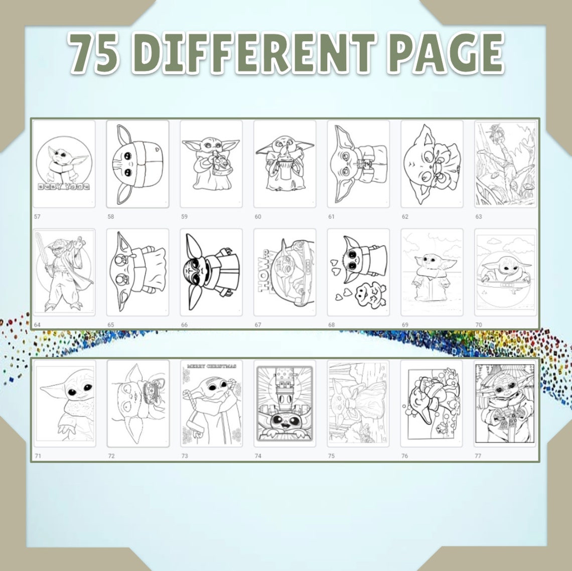 Download Printable Baby Yoda Coloring Book 75 Page PDF Yoda ...