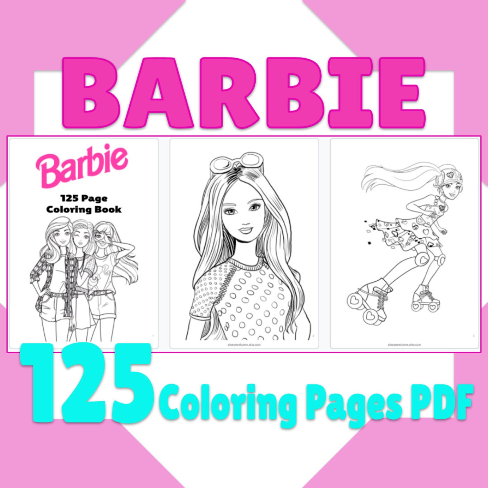 125 Barbie Coloring Pages Party Favor Barbie Printable | Etsy