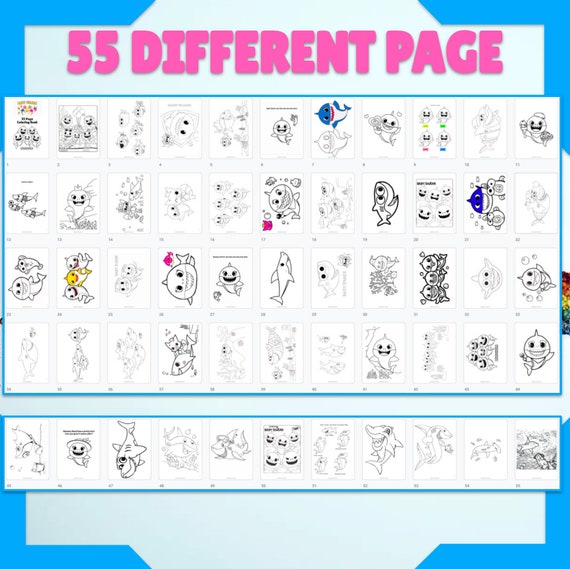 55 Baby Shark Coloring Pages Baby Shark Printable Coloring Etsy