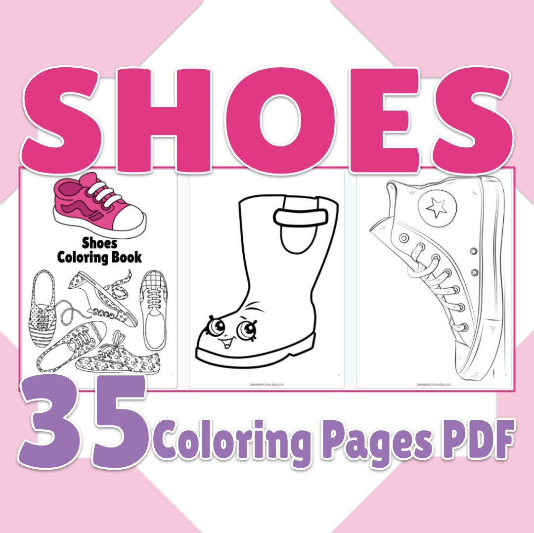 Printable Shoes Coloring Book 35 Page PDF Cute Shoes Coloring - Etsy