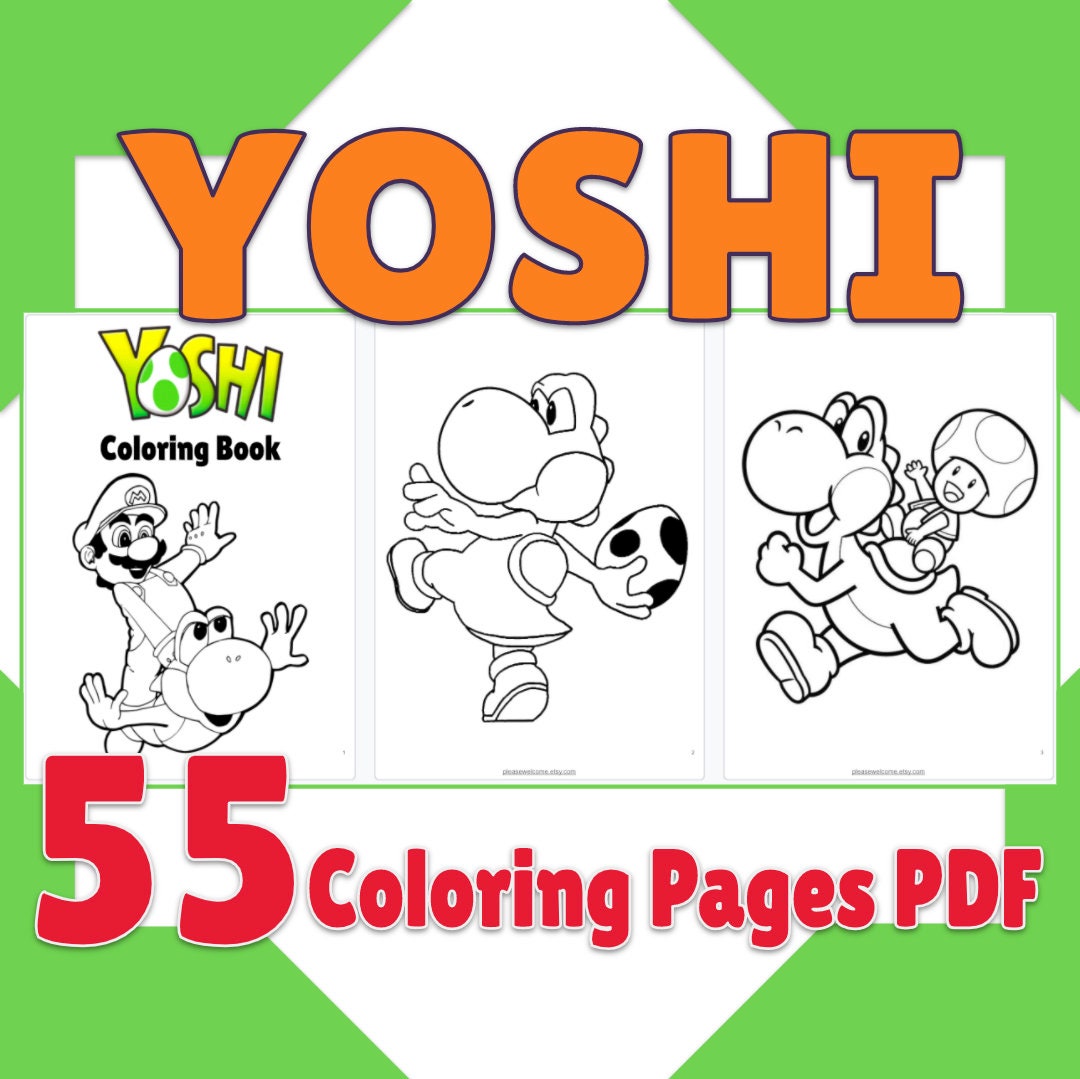 55 printable yoshi coloring book yoshi coloring pages pdf etsy