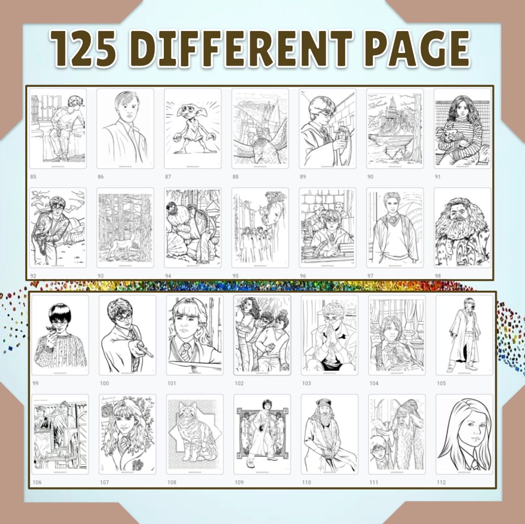 Harry Potter Coloring Book PDF Printable Coloring 125 Pages | Etsy
