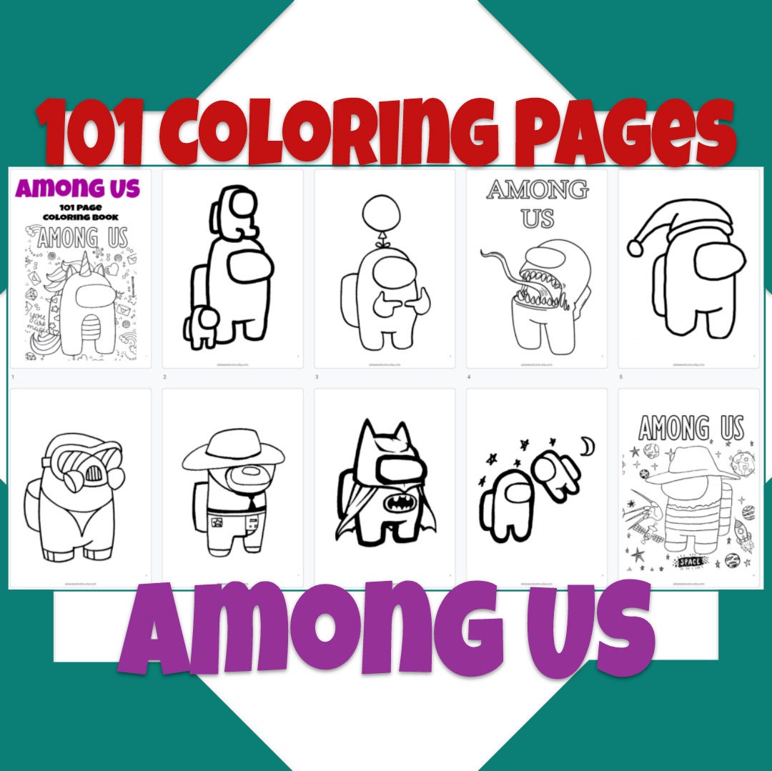 101 Among Us Coloring Pages Birthday Coloring Activity Book | Etsy