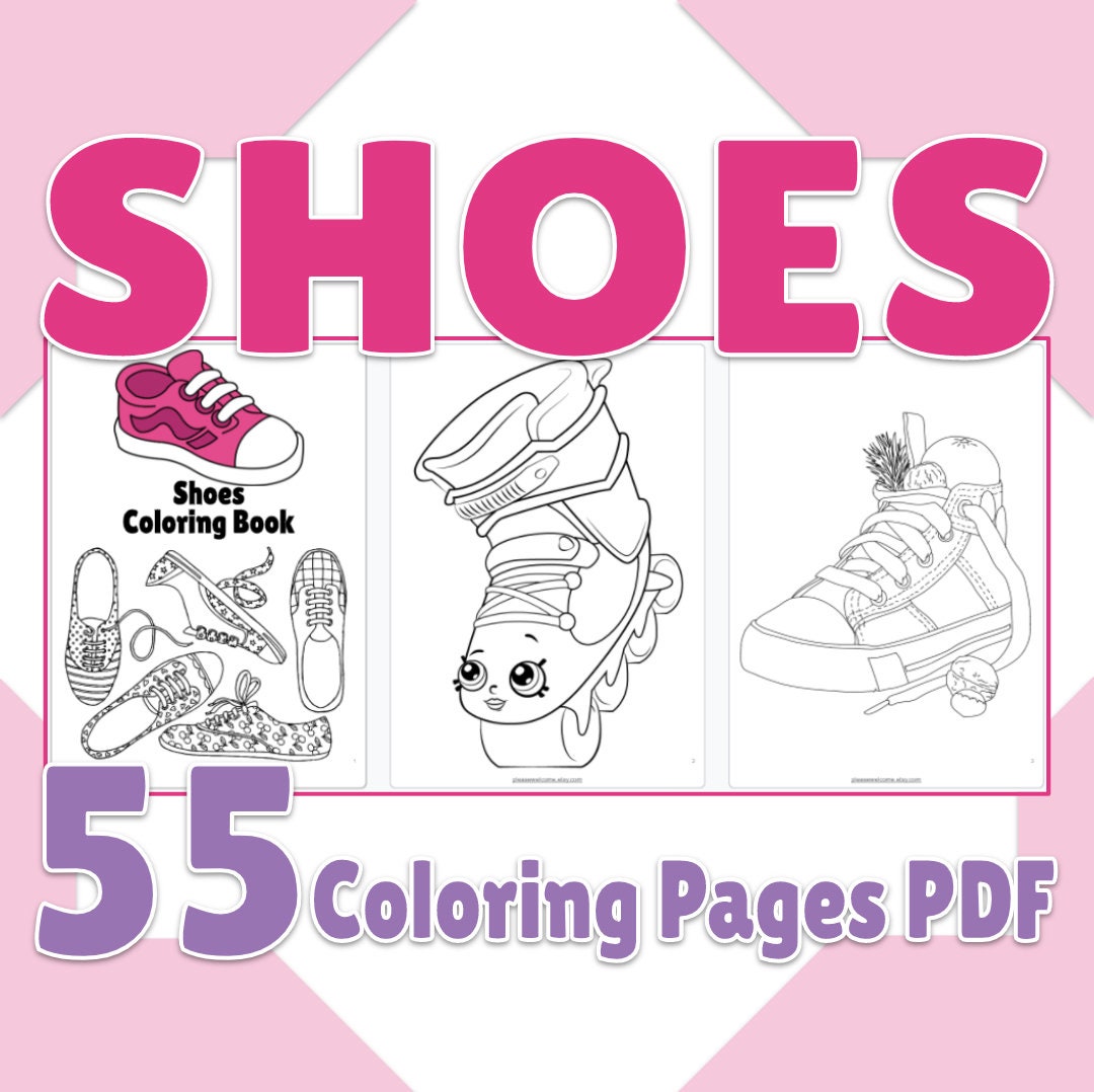Shoes Coloring Pages, Printable Shoes Coloring Book 55 Page PDF ...