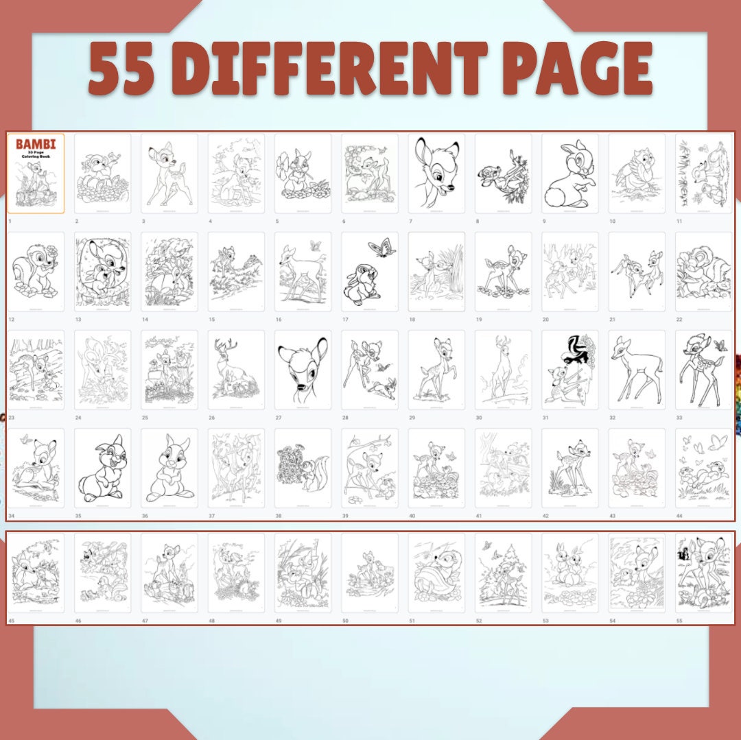 55 Bambi Coloring Pages Printable Bambi Coloring Book | Etsy