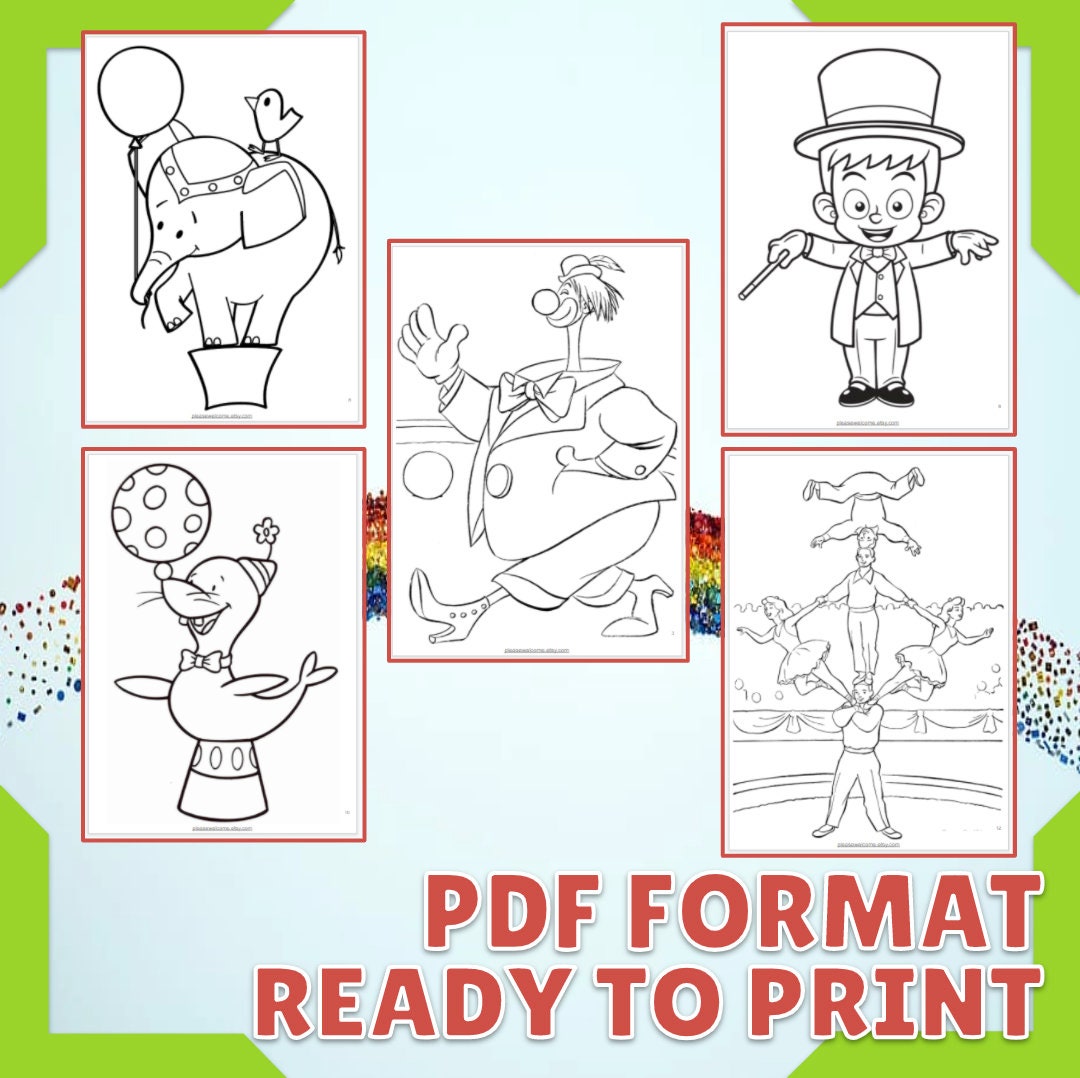 Circus Coloring Pages Printable Circus Coloring Book 25 Page - Etsy