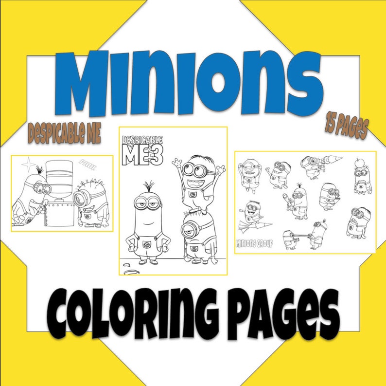 Minions Coloring Pages Set Printable Despicable Me Coloring Etsy - roblox coloring pages personalized digital pdf not instant etsy