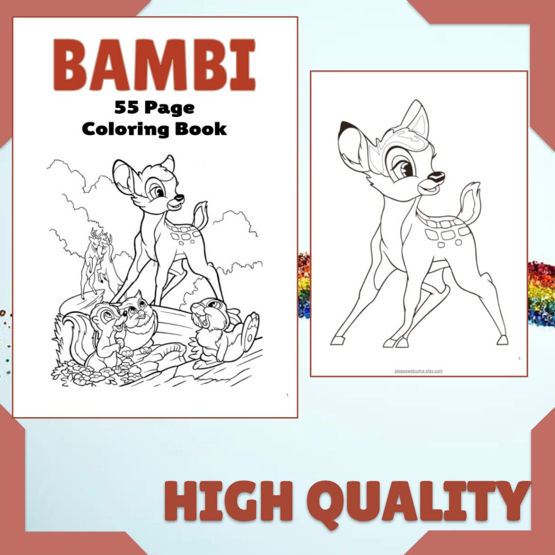 55 Bambi Coloring Pages Printable Bambi Coloring Book | Etsy