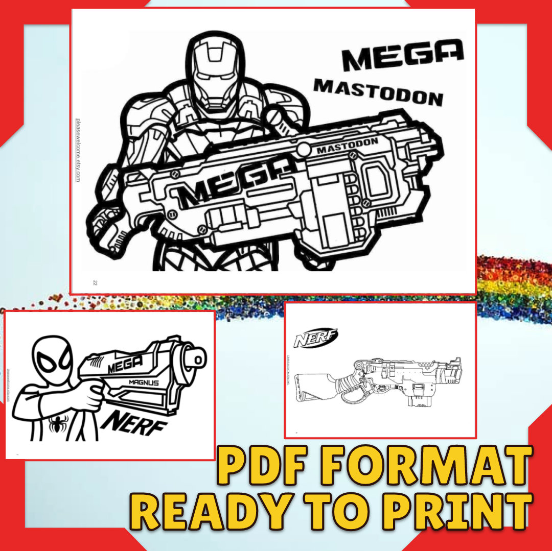 Printable Nerf Coloring Book Nerf Coloring 25 Pages PDF | Etsy