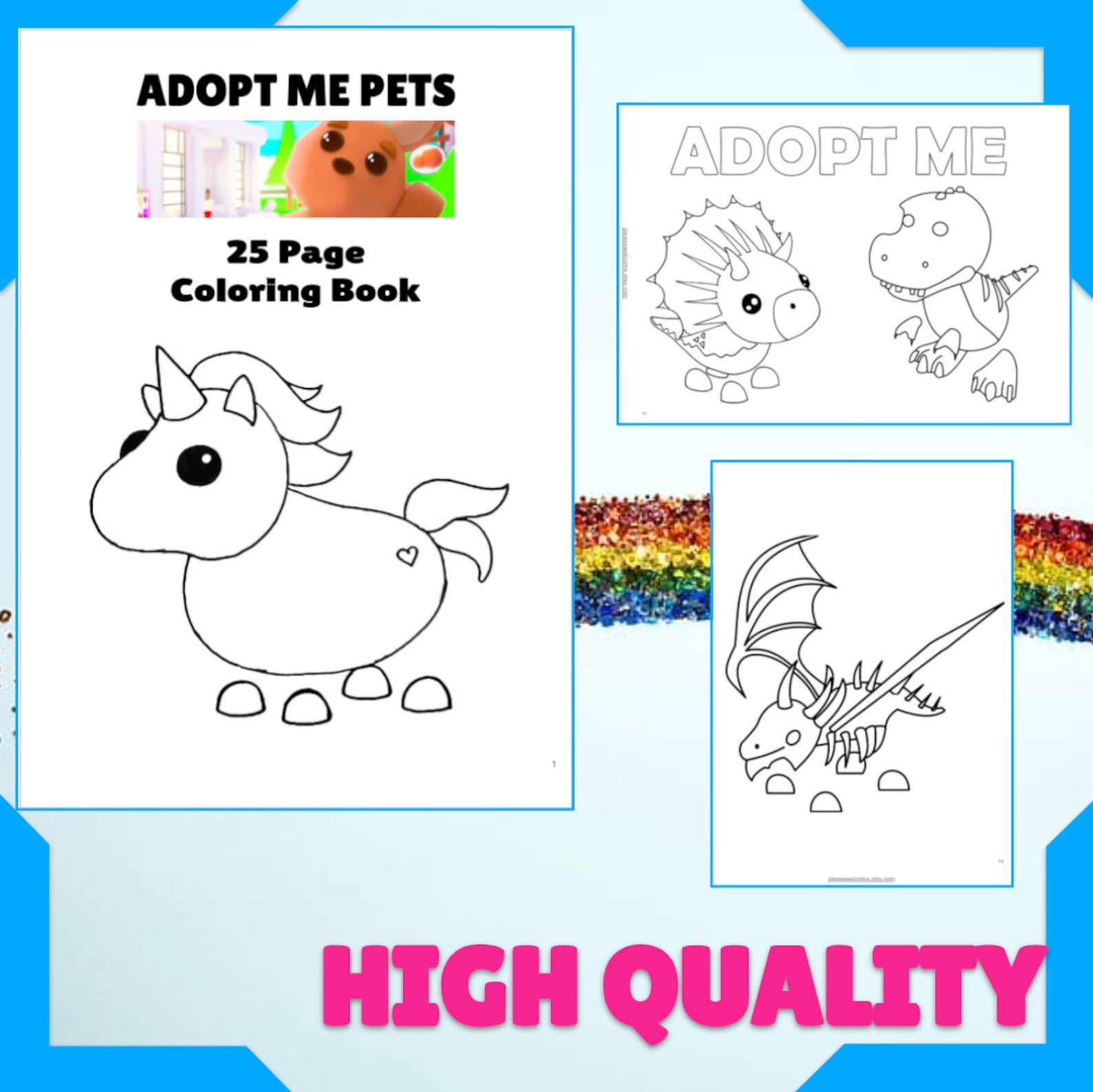 Adopt Me Pets Coloring Pages Printable Kdp Adopt Me Pets | Etsy