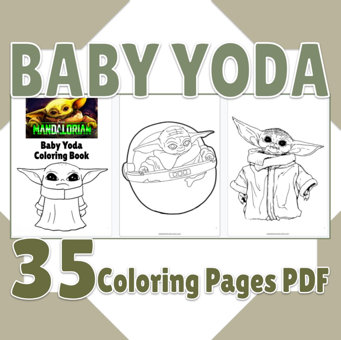 Download Baby Yoda Coloring Pages Printable Yoda Coloring Book 35 Page | Etsy