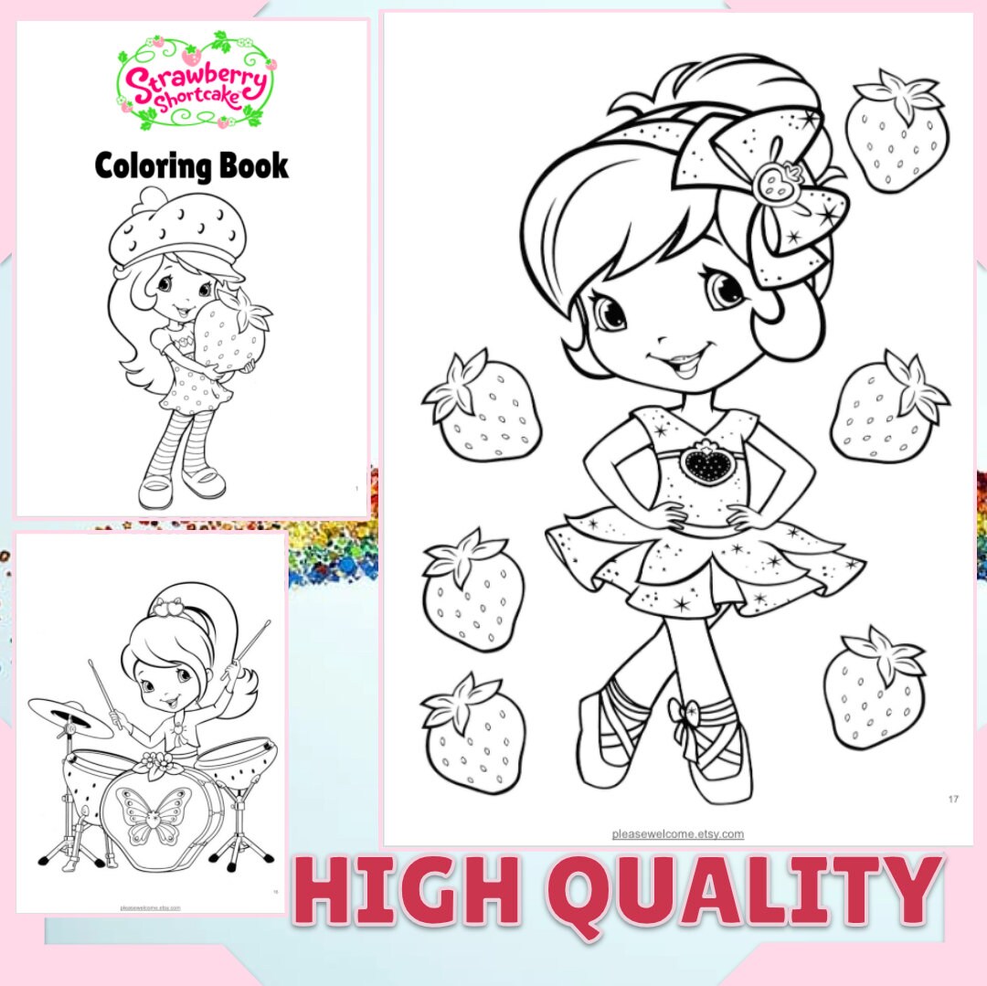 Printable 55 Strawberry Shortcake Coloring Pages Strawberry | Etsy