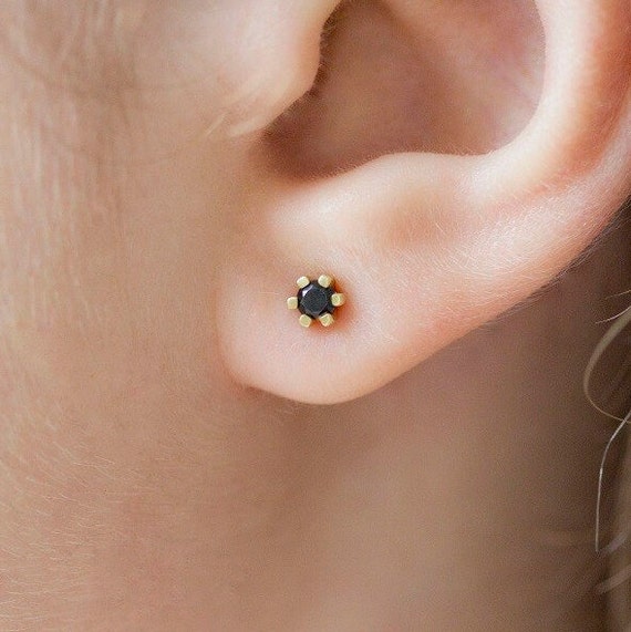 3mm black diamond stud earrings deals