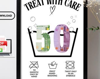 Geldgeschenk zum 50. Geburtstag, A4, Geld kreativ verschenken, Last-Minute-Geschenk zum selber ausdrucken, PDF, Jubiläumsgeschenk 50 Jahre, Deine erste Million