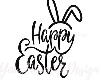 Happy Easter - Instant Digital Download - svg, png, dxf, and eps files, Easter Bunny, Bunny Ears, Happy Easter Svg Png