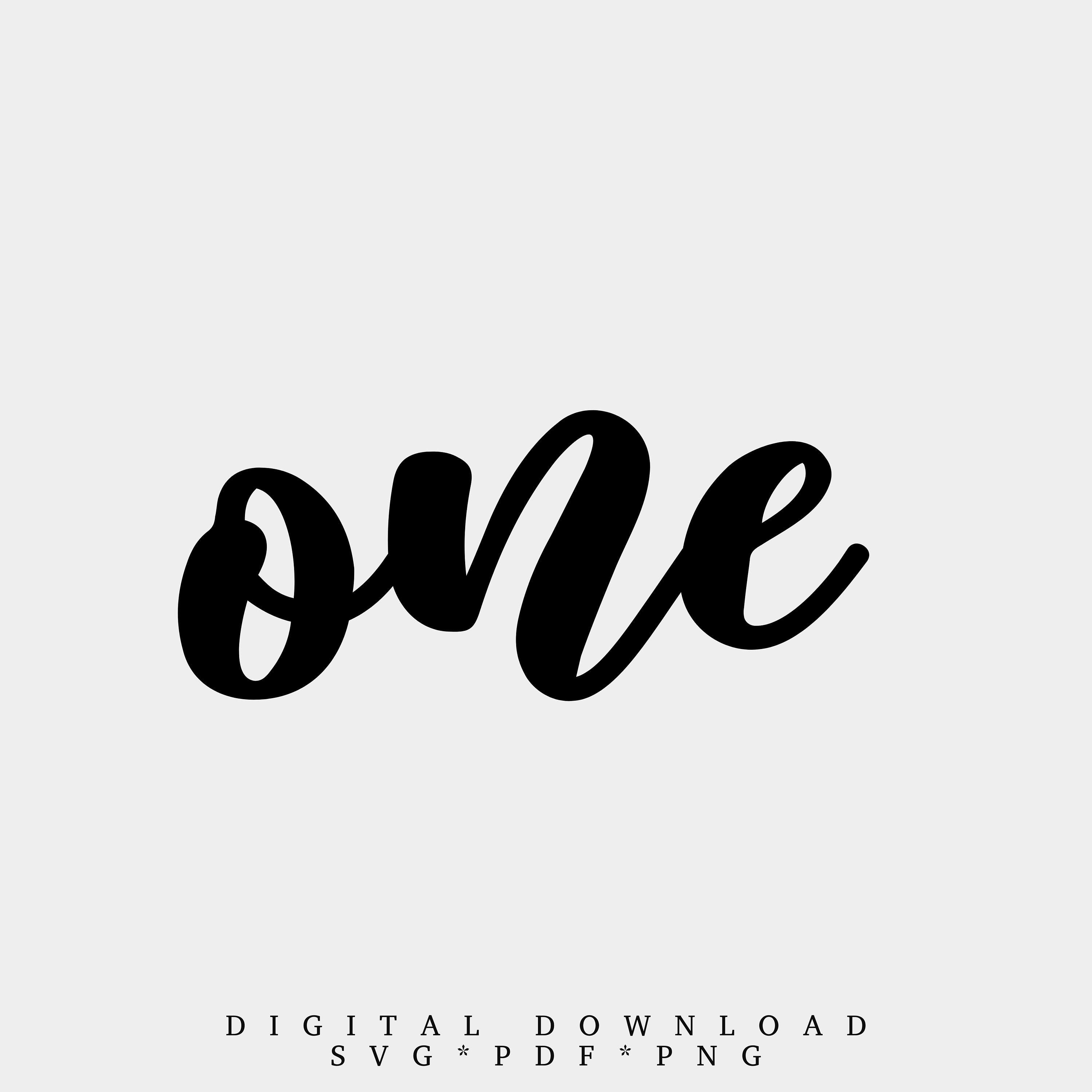 One Svg Png Number One Hand Lettered Cursive Text Baby - Etsy