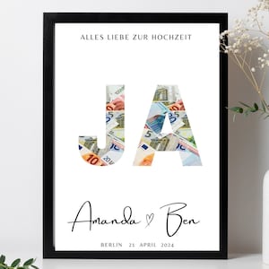 Make a DIY money gift, Money gift wedding, YES, Personalized wedding gifts money, Digital PDF Download, Creative money gift, Gift Idea