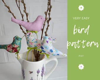PDF Bird Sewing Pattern,Home decor Pattern,Soft Bird Pattern,DIY Holiday Decor, pdf tutorial,Bird Ornament pdf, fabric bird pattern