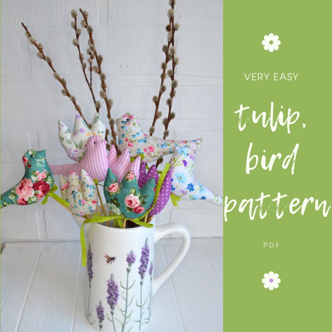 PDF Bird and Tulip Sewing Pattern,tulips Pattern,home Decor Pattern