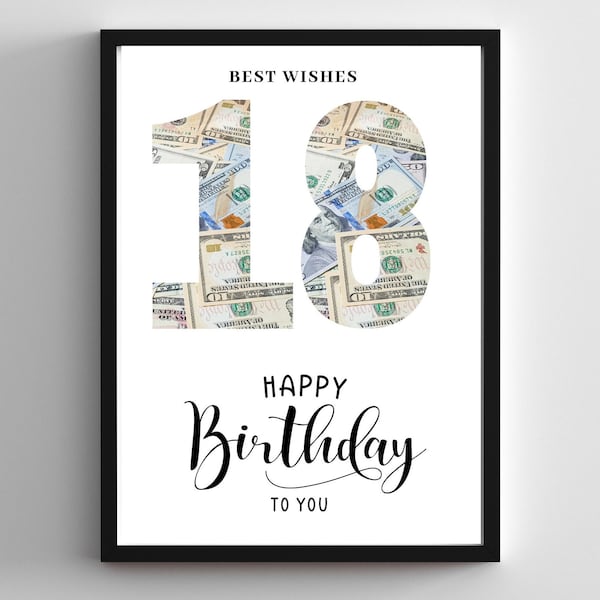 Cadeau en argent DIY "18 ans", modèle PDF à imprimer, cadeau d'anniversaire, idée cadeau, 18e anniversaire, cadeau personnalisable