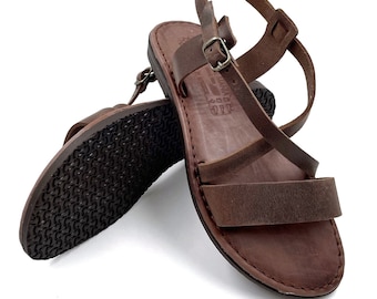 Lederriemen Sandalen für Frauen, handgemachte knöchelhohe Sandalen, echtes Leder Sommerschuhe, braune Ledersandalen Geburtstagsgeschenk für Sie