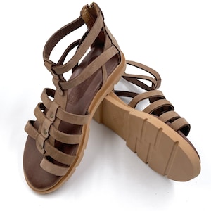 Handmade Brown Leather Gladiator Sandals, Greece Sandals