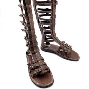 Gladiator Leather Boots for Men, Greek Gladiator Sandals from Genuine Leather, Mens Brown Leather Sandals, Ancient Greek Sandals for Men