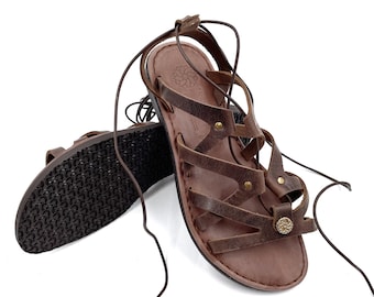 Women's Gladiator Sandals Brown, Greek Leather Sandals for Women, Ancient Greek Sandals from 100% Leather, Handmade Gift for Her Birthday