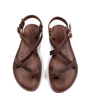 Brown Strappy Leather Sandals for Women, Greek Womens Sandals from Genuine Leather, Gladiator Woman Summer Sandals Brown, Gift For Her