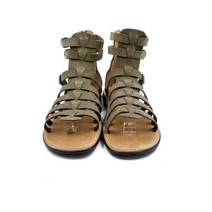khaki gladiator leather sandals