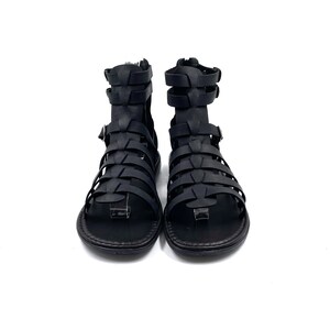 Mens Gladiator Leather Sandals Black