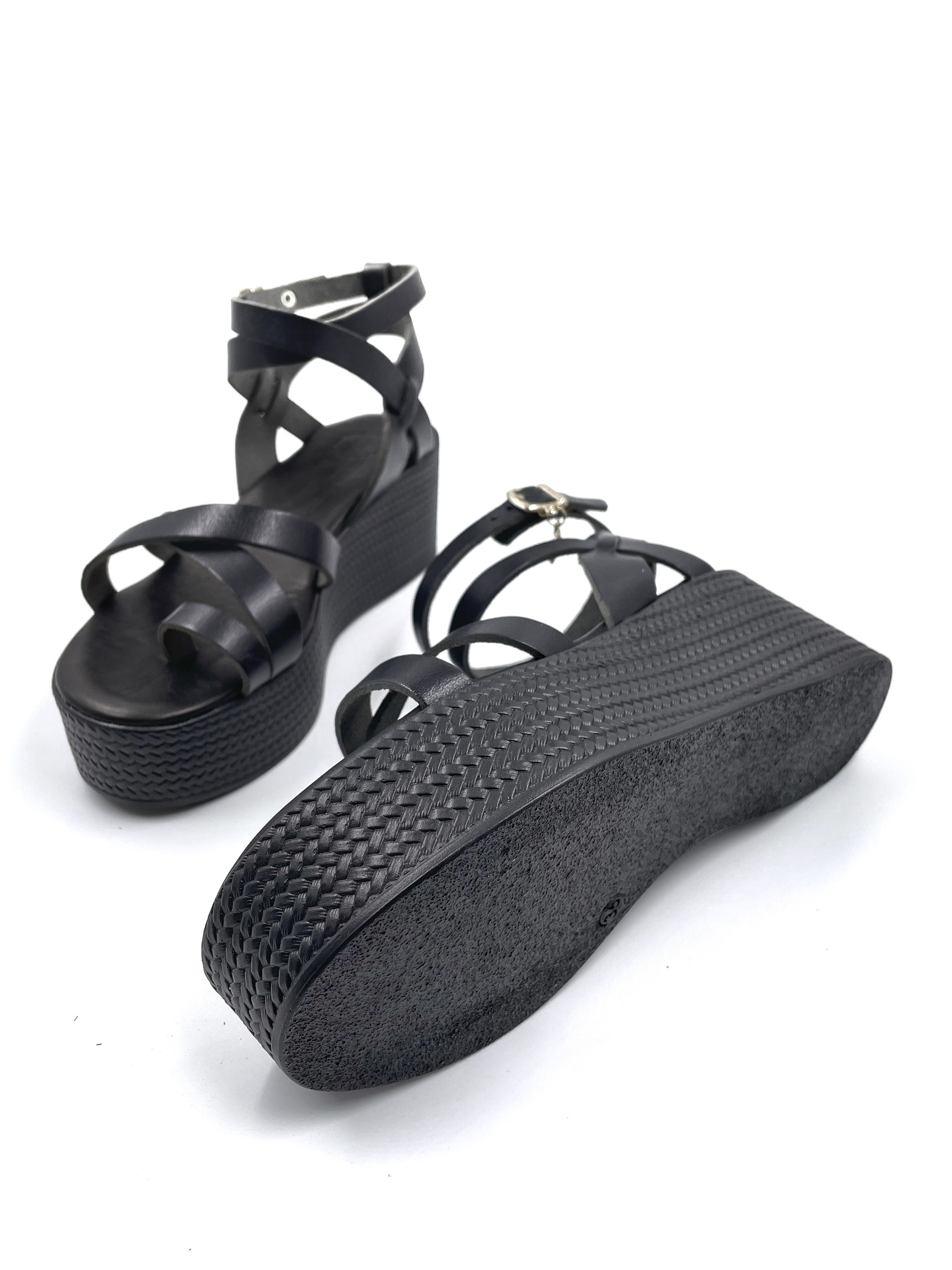 Womens Leather Platform Sandals Black Strappy Platform Sandals for Women Greek Summer Platform Sandals Platforms Birthday Gift for Her Etsy