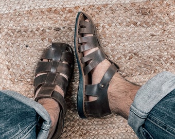 Sandalias de gladiador y cuero con tiras para hombre, sandalias de gladiador griego para hombres, gladiadores para hombre de cuero genuino, sandalias para hombre Sandalmania