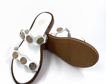 Handmade Greek Leather Sandals with Gold Coins