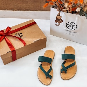 Womens Leather Sandals for Summer Gift, Handmade Sandals from Genuine Greek Leather, Perfect Gift for Her, Flat Sandal Mania Leather Shoes