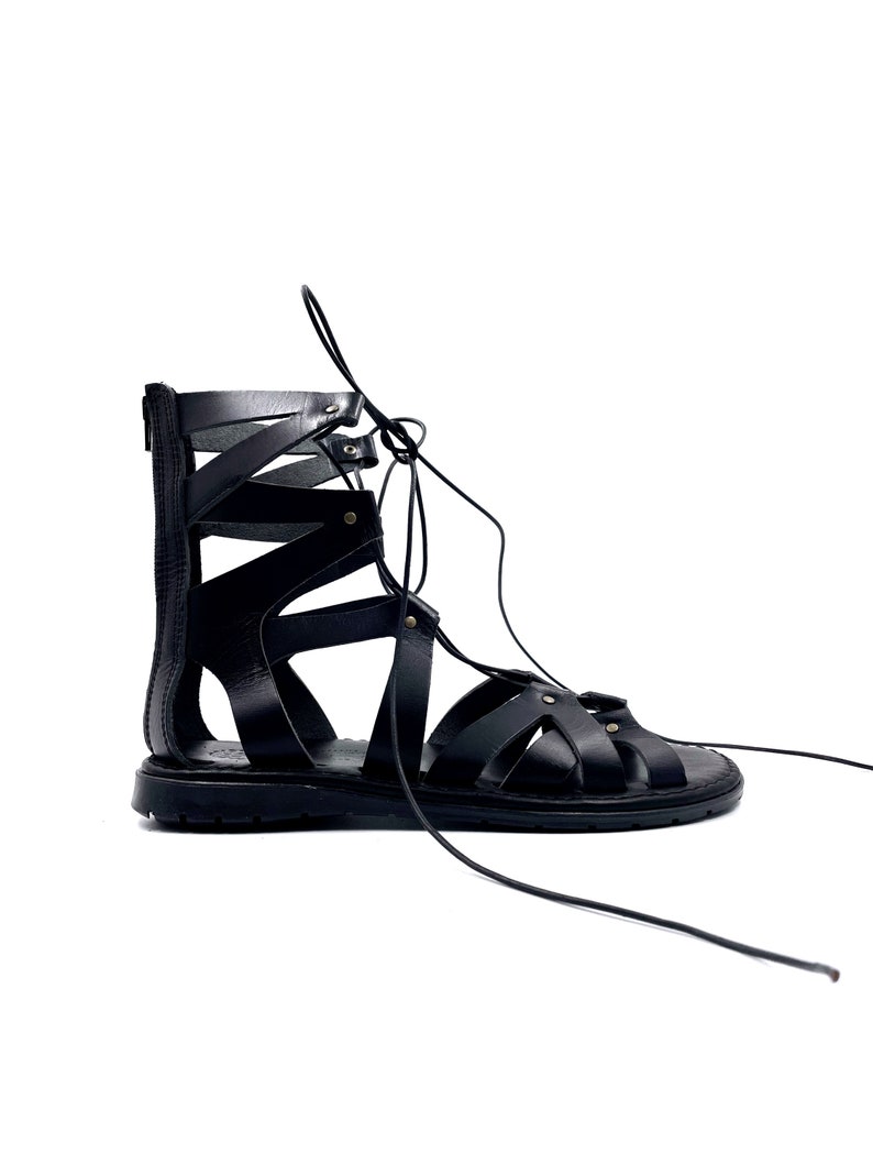 greek gladiator sandals black