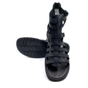 Mens Gladiator Leather Sandals Black