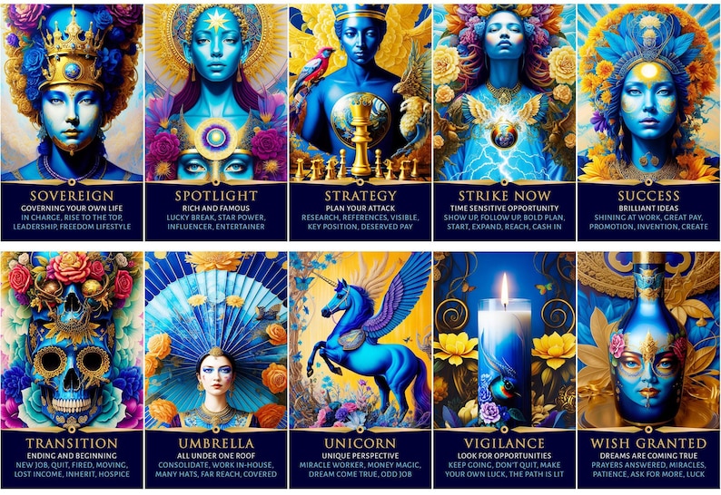¡PREVENTA PERSONALIZADA! Baraja de oráculo de la Diosa Índigo: Tarot de orientación sobre dinero y carrera (80 cartas) imagen 2