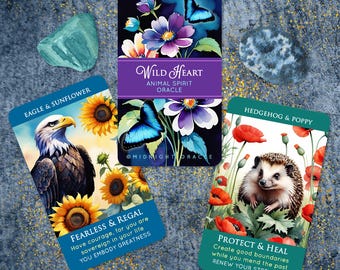 CUSTOM PREORDER: Animal Spirit Oracle Deck of Tarot-Sized Cards with Flower Allies, Wild Heart