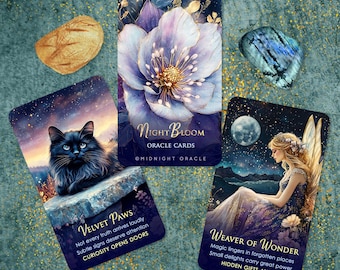 NEW! LIMITED STOCK: Night Bloom Oracle Deck of Tarot-Sized Cards for Intuition, Spiritual Guidance, Self Discovery and Daily Readings
