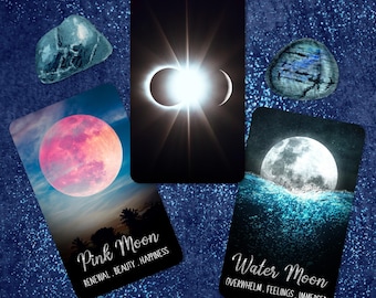 CUSTOM PREORDER: Silver Moon Oracle Deck of Moonology Tarot-Sized Cards, Keyword Meanings