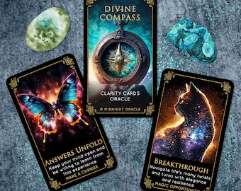 YA DISPONIBLE: Baraja de cartas únicas del tamaño del Tarot Divine Compass Clarity Oracle.