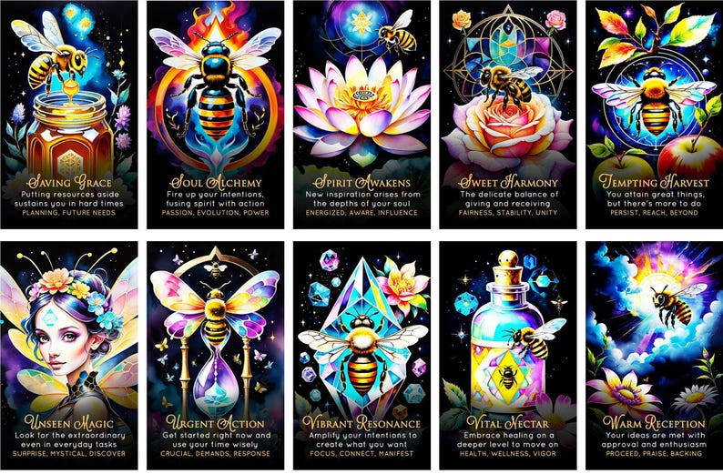CUSTOM PREORDER: Alchemy of Bees Oracle Deck Unique Collage Spring Indie Tarot-Sized Cards image 5