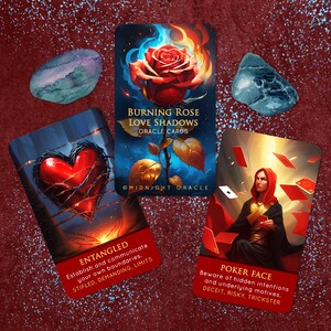 PRÉCOMMANDE PERSONNALISÉE : cartes de tarot romanesques Burning Rose Love Oracle Deck of Shadow (livraison gratuite de 2 jeux aux États-Unis)