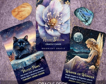NEW! Night Bloom Oracle Deck of Tarot-Sized Cards for Intuition, Spiritual Guidance, Self Discovery and Daily Readings