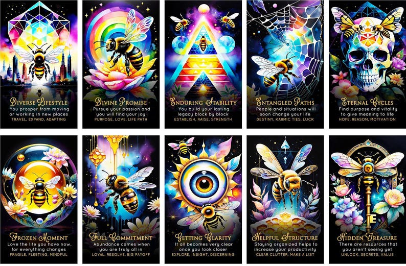 CUSTOM PREORDER: Alchemy of Bees Oracle Deck Unique Collage Spring Indie Tarot-Sized Cards image 3